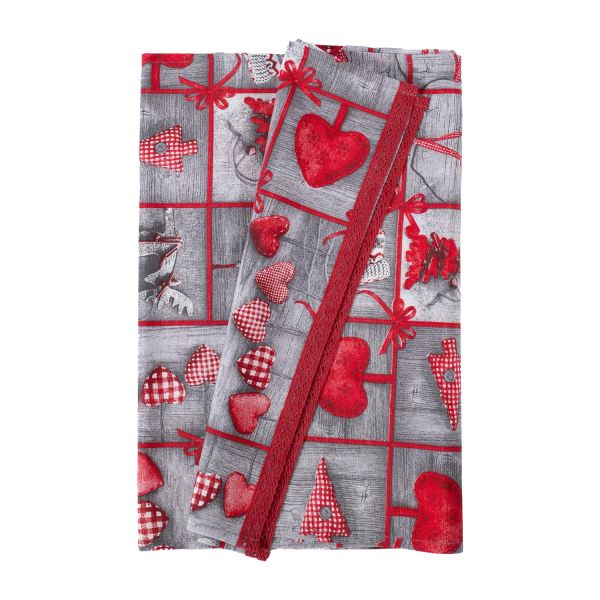 Table mat WINTER FLOWERS 43x116cm, hearts