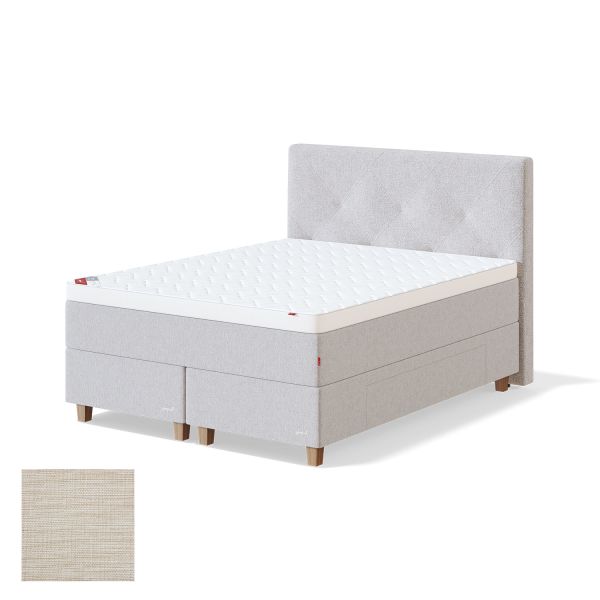 Continental bed with drawer BLACK CONTINENTAL MANGO 160x200cm, firm, light beige