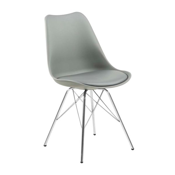 Стул ERIS, серый ПУ, хром