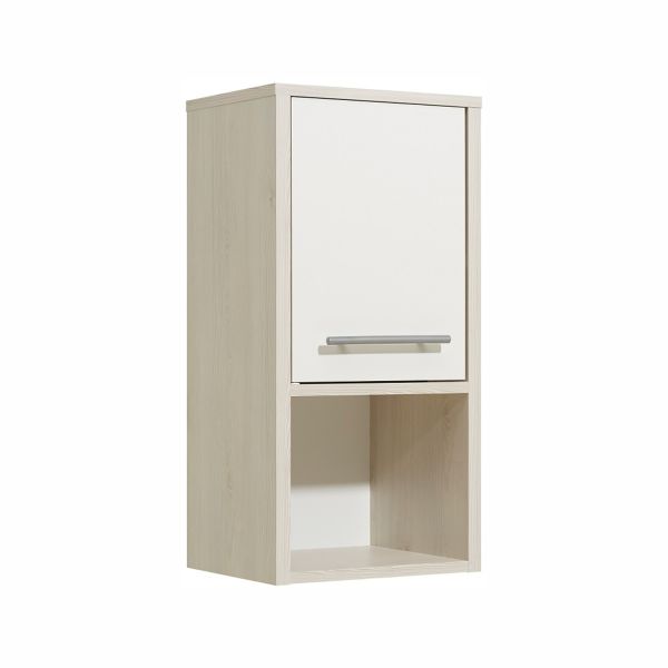 Upper bathroom cabinet 350, 60x10xH68cm, white / light brown