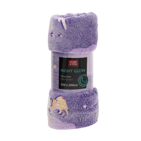 Plaid NIGHT LIGHT 150x200cm, unicorns