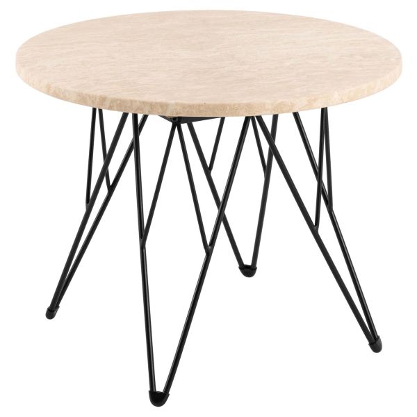 Side table PRUNUS D55xH41,4cm, beige/black