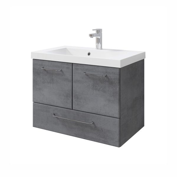Washbasin cabinet with mineral marble washbasin 945, 72x44xH51cm, dark grey
