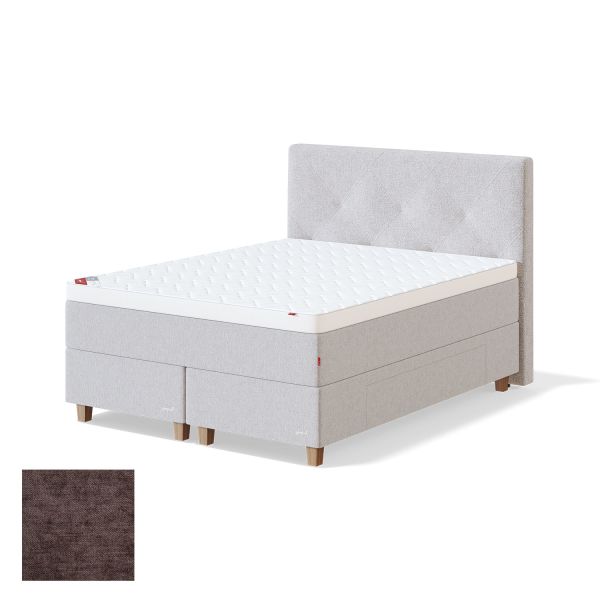 Continental bed with drawer BLACK CONTINENTAL CLIFF 160x200cm, firm, brown