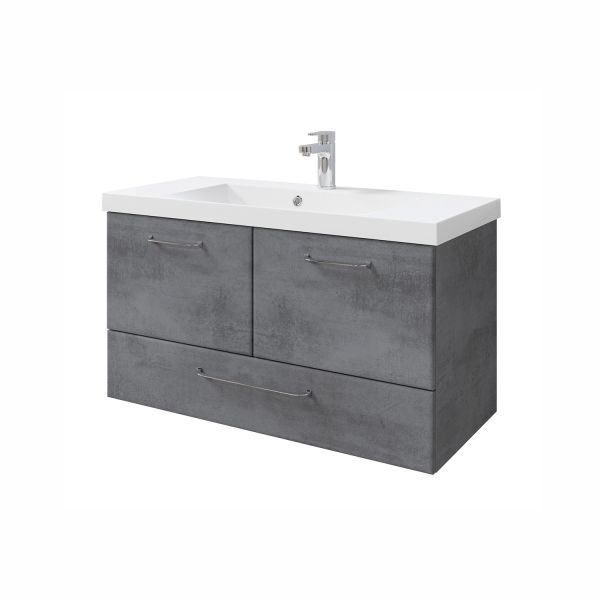 Washbasin cabinet with mineral marble washbasin 945, 96x44xH51cm, dark grey