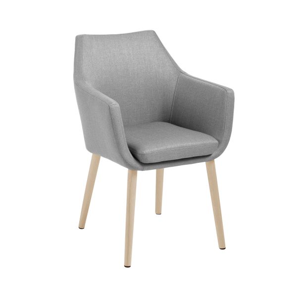 Krēsls/krēsls ar roku balstiem NORA, gaiši pelēks/ozols