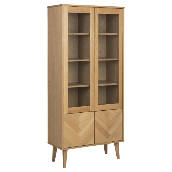 Display cabinet NAGANO 80x37xH178cm, natural