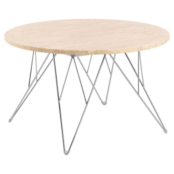 Coffee table PRUNUS D80xH46,4cm, beige/chrome
