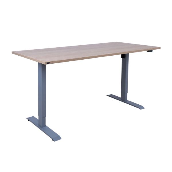 Desk ERGO with 1 motor 160x80xH71-121cm, hickory/silver grey
