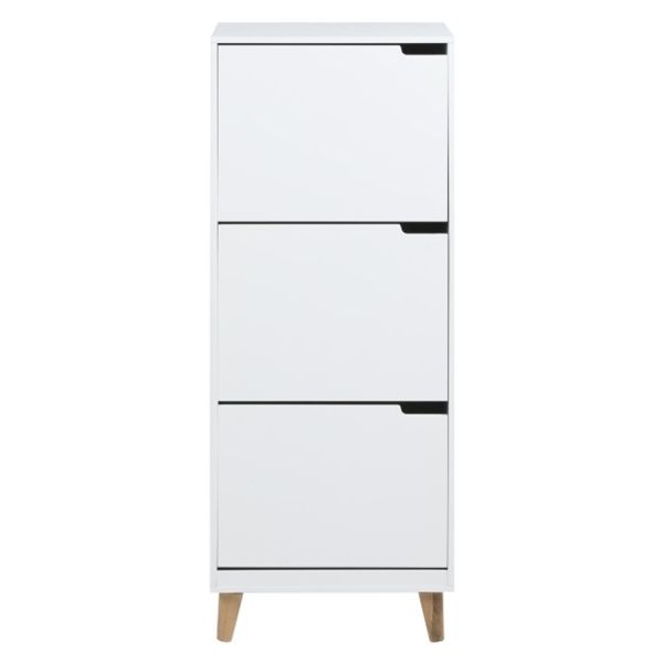 Apavu skapis MITRA 47x30xH133,5cm, 3 atvilktnes, balts