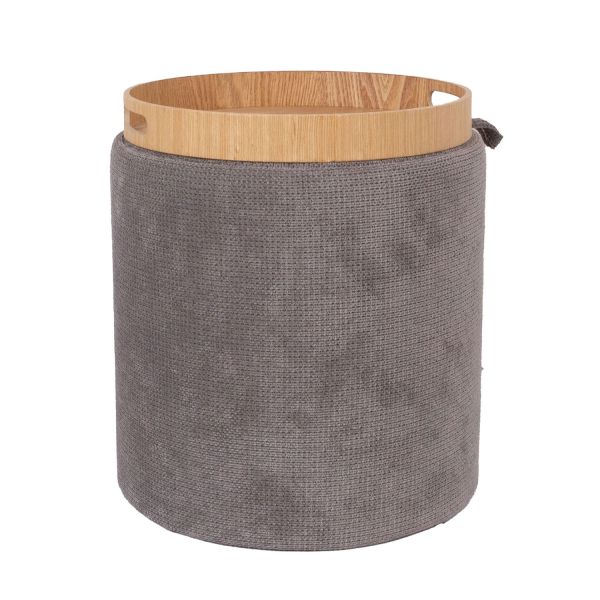 Tumba / galds HIRO D34,5xH37cm, pelēks, ar uzglabāšanās vietu un paplāti
