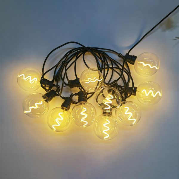 Dārza lampu virtene TWIST 10 LED spuldzes / 4,5 m, silti balta gaisma