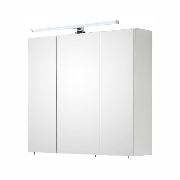 Spoguļstikla skapis ar LED apgaismojumu 86, 75x20xH70cm, balta glancēta