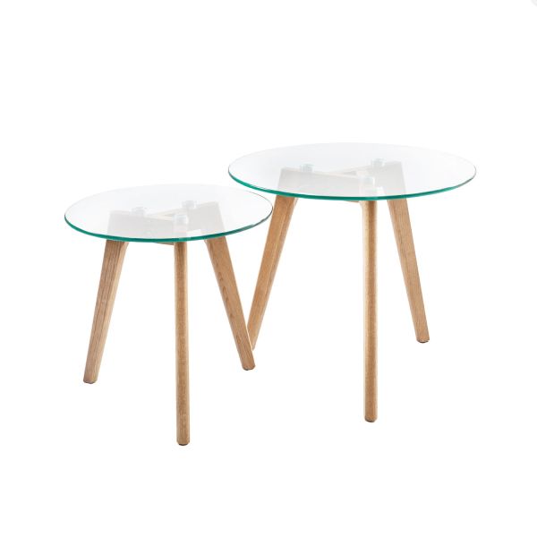 Side tables HELENA 2pcs set D40xH40cm, D50xH45cm, glass