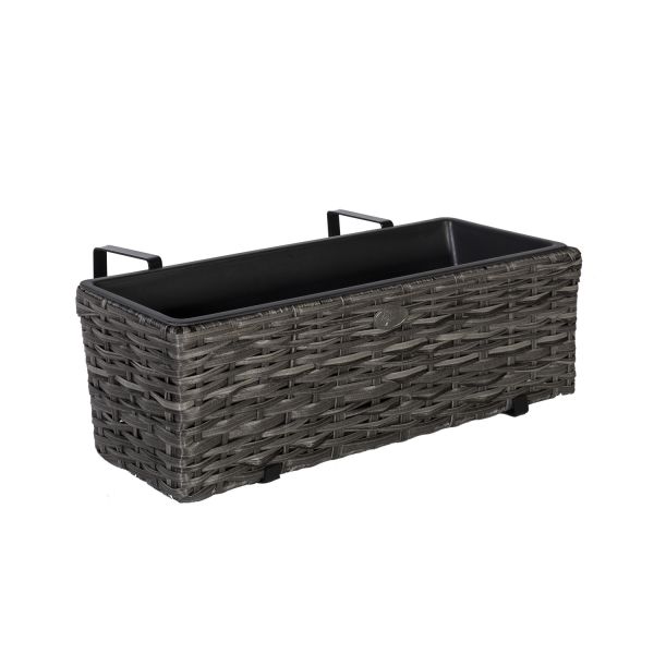 Puķu kaste balkonam WICKER 60x19xH18cm, pelēka