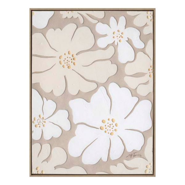 Painting with frame 60x80cm,
beige flowers