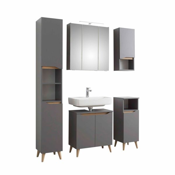 Bathroom set 357 grey, LED, with mirror cabinet