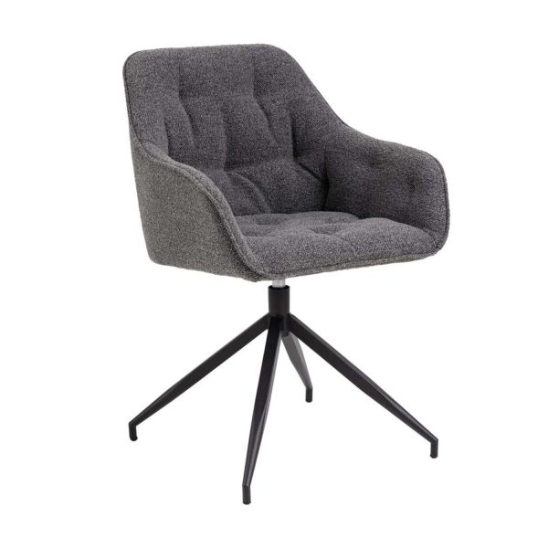 Обеденный стул BROOKE с подлокотникми, антрацит/черный