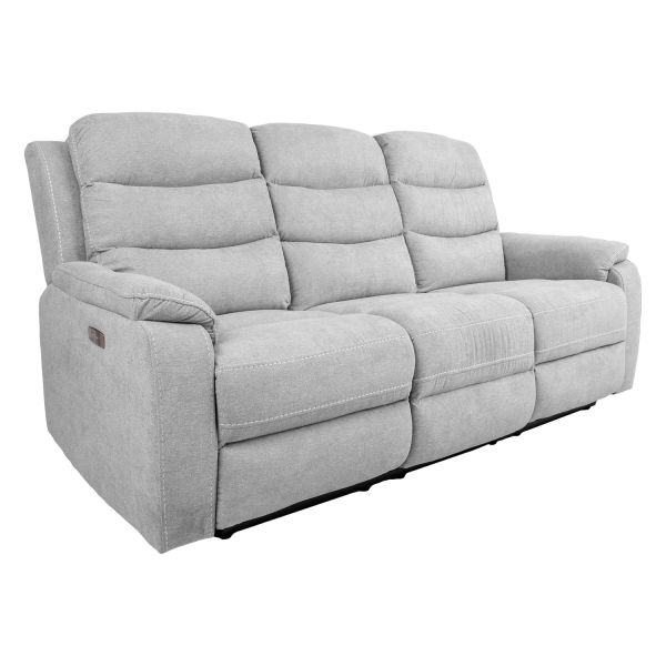 Recliner sofa MIMI 3-seater with electric mechanism, light grey