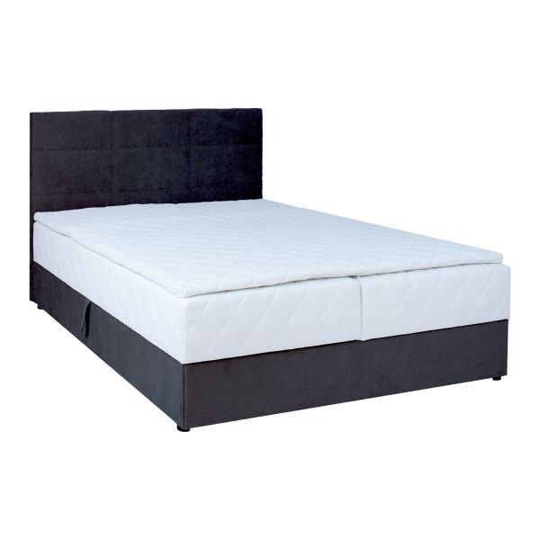 Continental bed LEVI 160x200cm, with mattress, dark grey