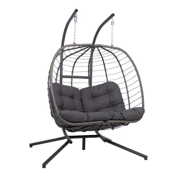 Piekaramais šūpuļkrēsls FINSE 2-vietīgs 142x106xH194cm, tumši pelēks