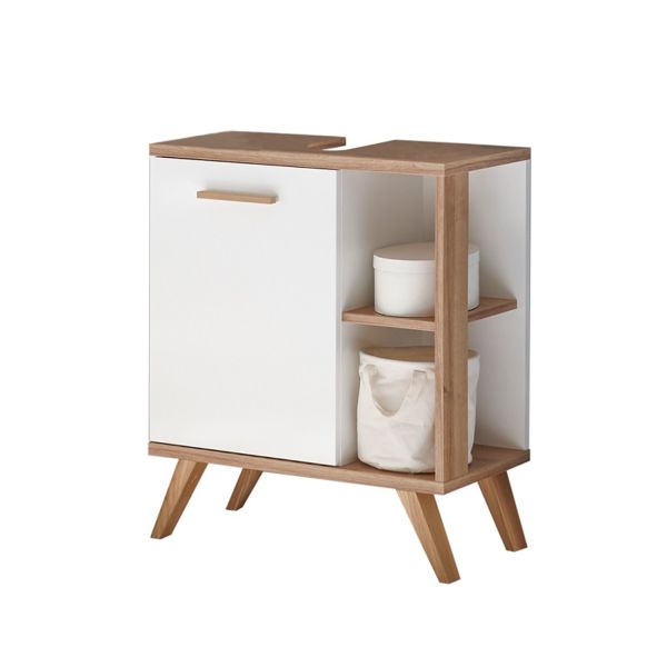 Washbasin cabinet 923, 60,5x33xH65cm, white / oak