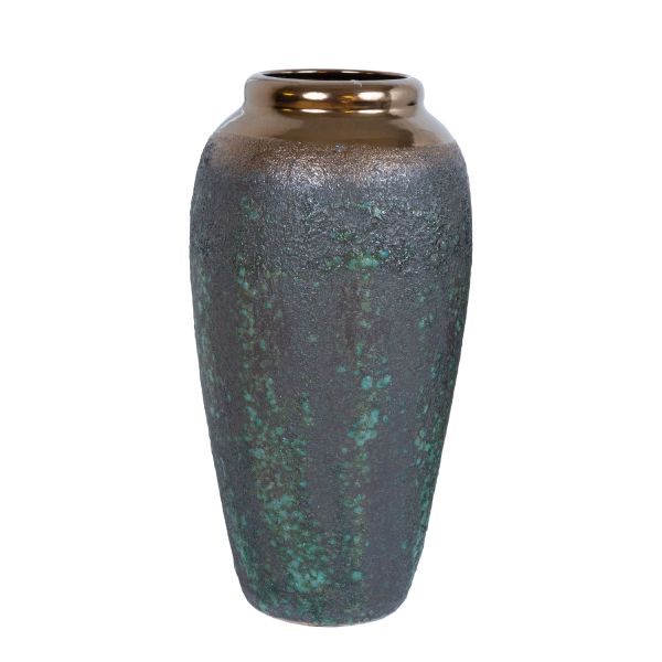 Ceramic vase TITAN STONE H32cm, black green texture