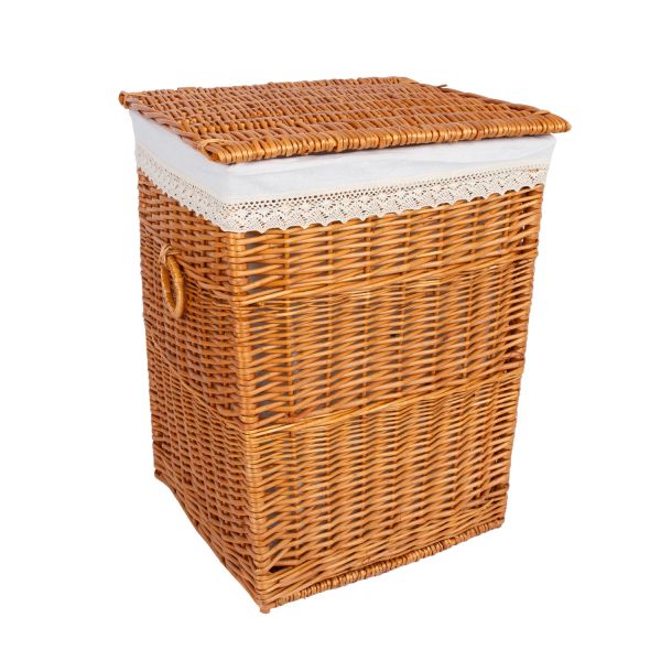 Laundry basket MAX-1, 44x39xH59cm, brown with lace