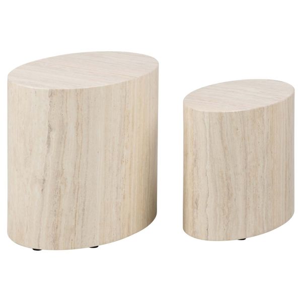 Coffee tables 2pcs MICE 48x33xH40cm, 40x24,5xH33cm, beige