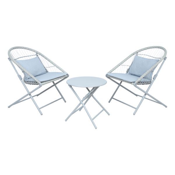 Balcony set YOLANDA 2 chairs and table, light gray