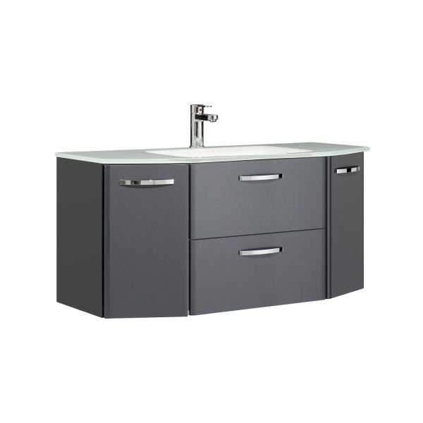 Washbasin cabinet with glass washbasin 327, 112x48xH53,5cm, anthracite