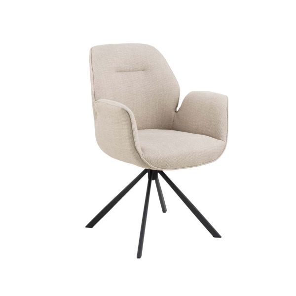 Dining chair AURA  with armrest, light beige