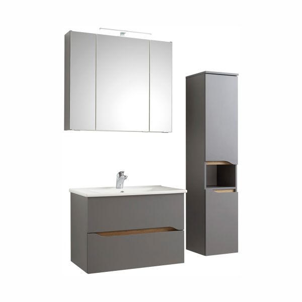 Bathroom set with washbasin 357 grey, LED