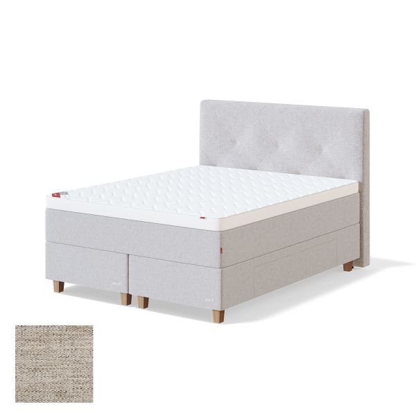 Continental bed with drawer BLACK CONTINENTAL VERANO 160x200cm, soft, light beige