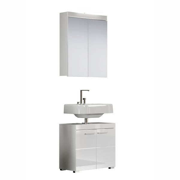 Vannas istabas mēbeļu komplekts AMANDA balts spīdums/balts