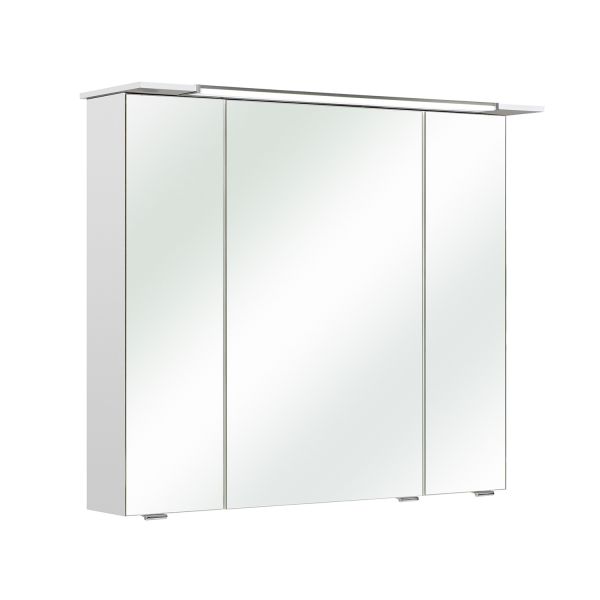 Spoguļstikla skapis ar LED apgaismojumu 54-II, 82x22xH71cm, balta glancēta