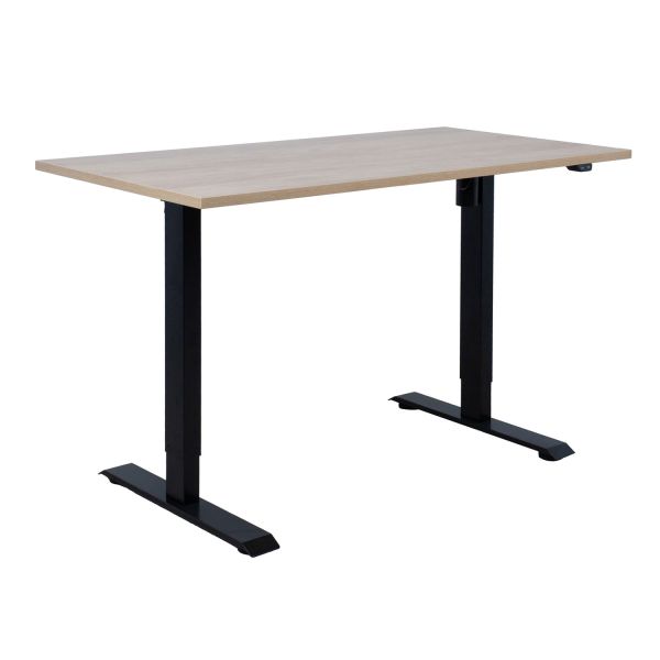 Desk ERGO with 1 motor 140x70xH71-121cm, hickory/black