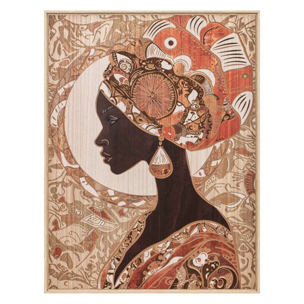 Wood wall art 60x80cm, lady-2