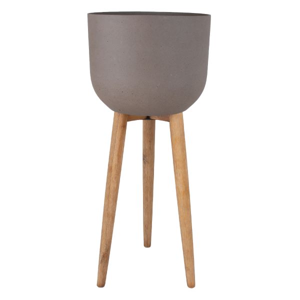 Puķu pods SANDSTONE ar koka kājām D40xH97cm, brūns