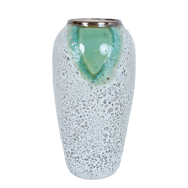 Ceramic vase TITAN STONE D17xH34cm, green/white texture