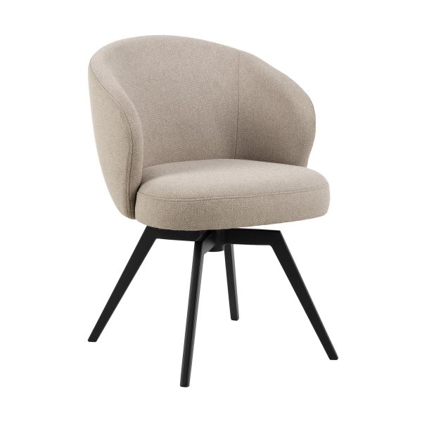 Dining chair DARLENE with armrest, beige/black