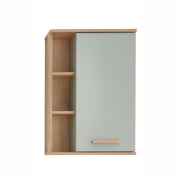 Augšējais vannas istabas skapis 963, 50,5x20,5xH74,5cm, salvijas zaļš/ozols