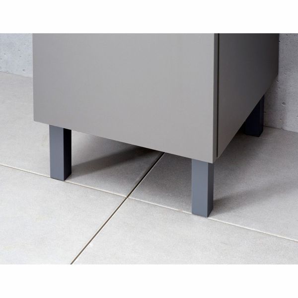 Rectangular legs for bathroom cabinet, grey gloss, 4 pcs