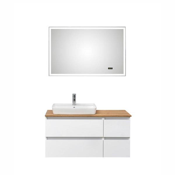 Bathroom set with washbasin 360 white gloss, LED, with 4 drawers