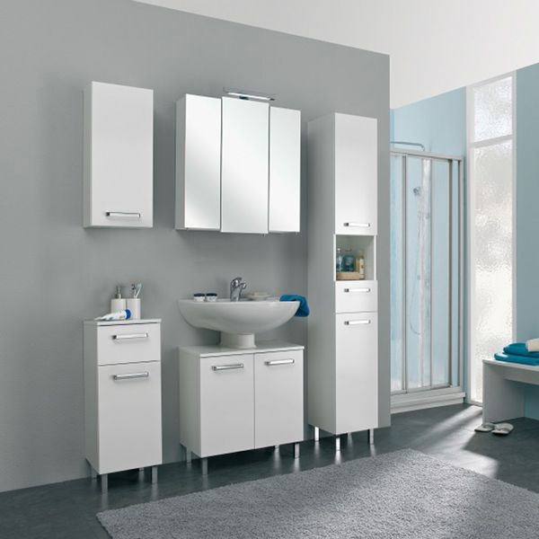 Bathroom set with 312 white gloss, LED