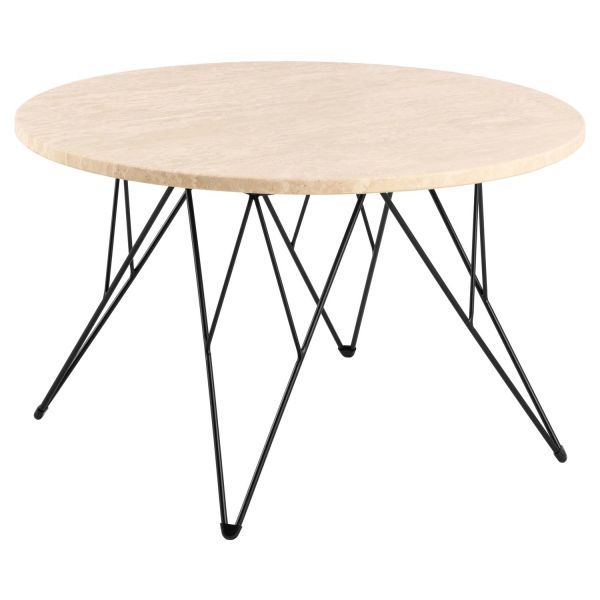 Coffee table PRUNUS D80xH46,4cm, beige/black