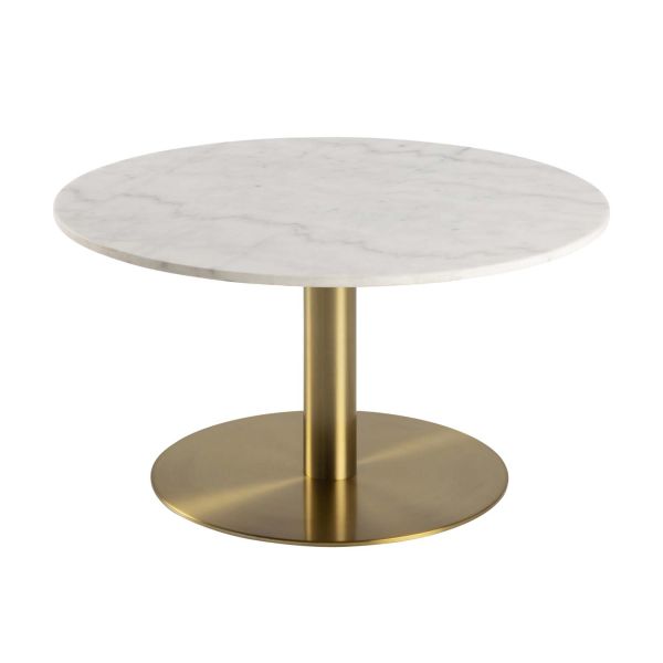 Coffee table CORBY D80xH45cm, white/brass