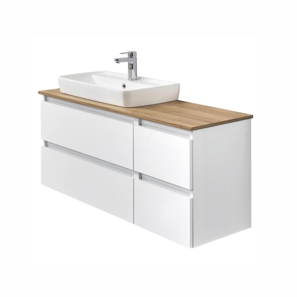 Washbasin cabinet with washbasin 360, 110x49xH53cm, white gloss