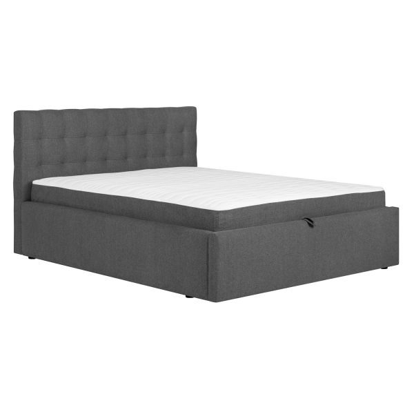 Continental bed LEENA 160x200cm, with mattress, grey