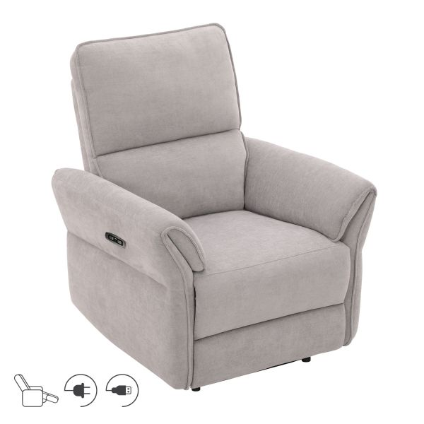 Recliner armchair DAMIKA with electric mechanism, grey